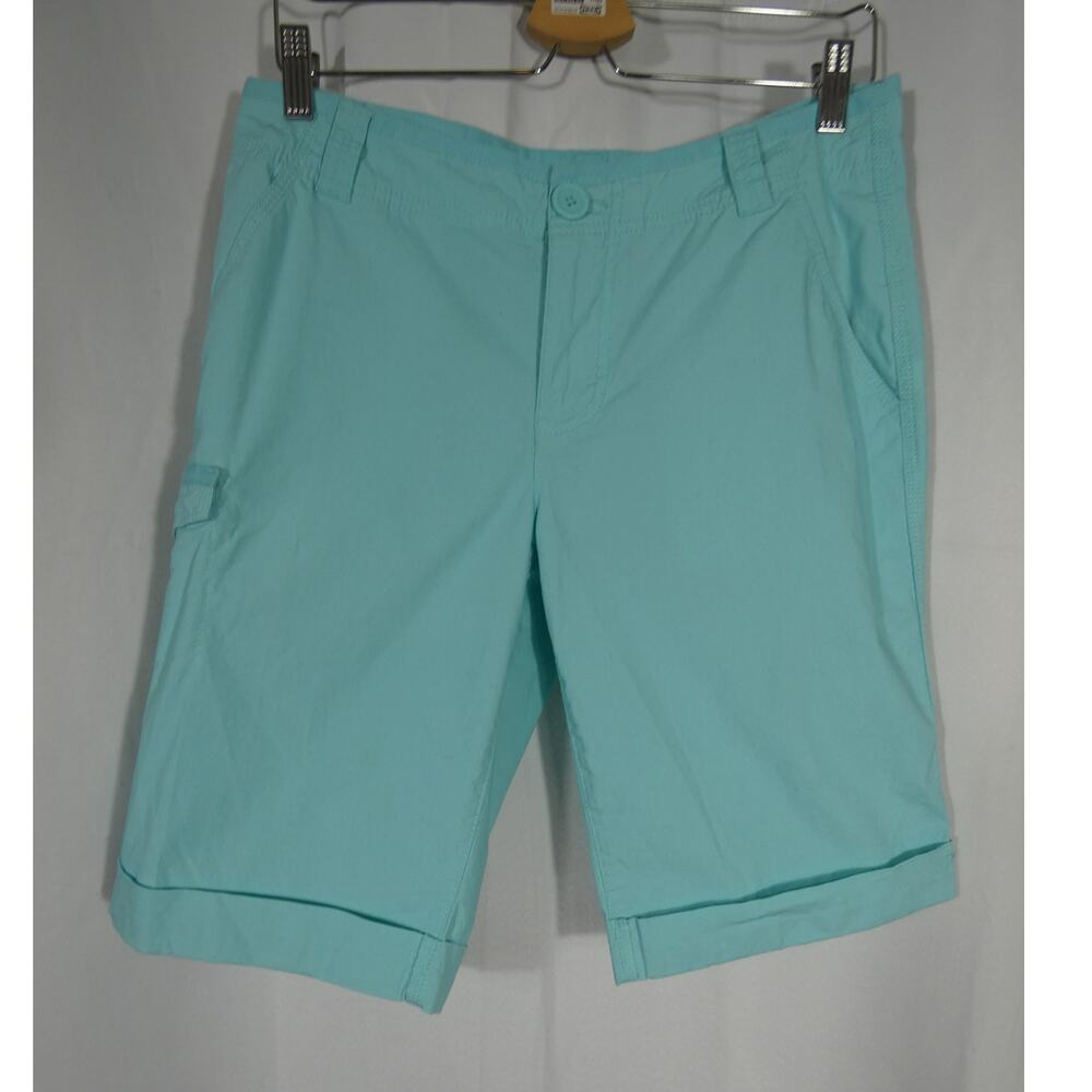 DKNY Jeans Women's Size 8 Aqua Blue Cuffed Pocketed Lightweight Shorts Cotton